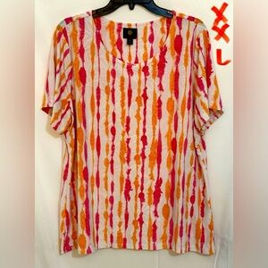 JM Collection Short Sleeve Tee in Vibrant Red